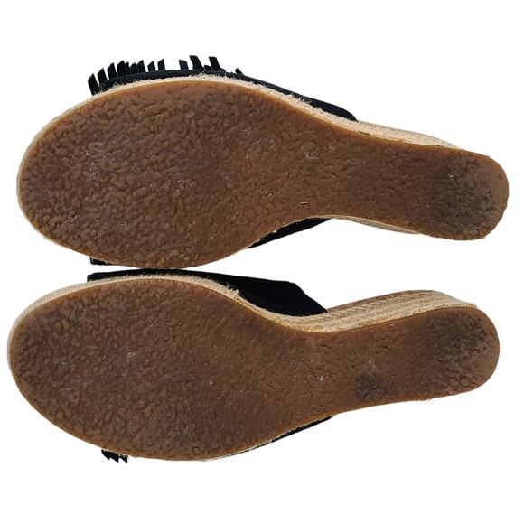 Uggs black suede fringed espadrille slides, EUC, size 7 - Picture 5 of 8